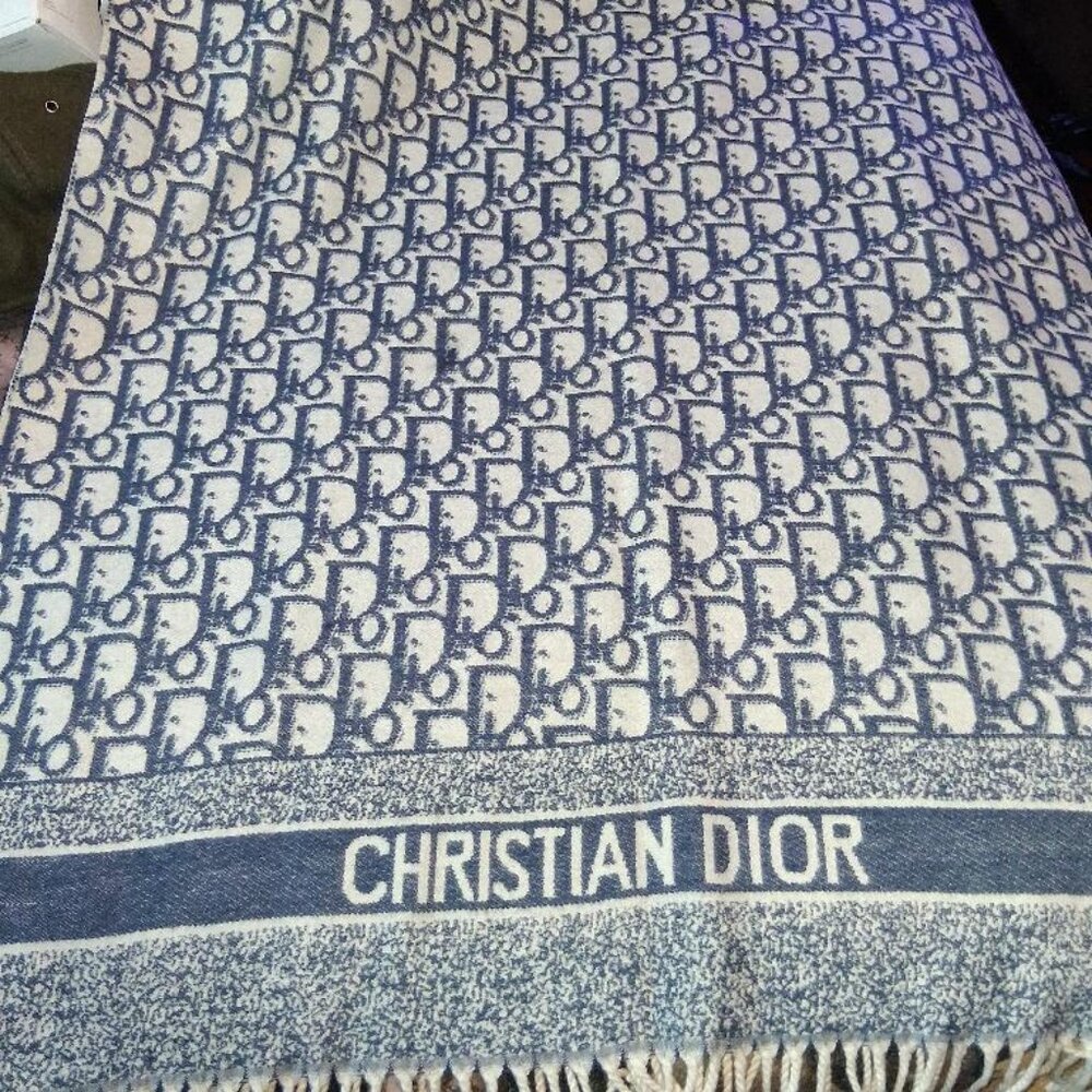 Dior Cashmere Shawl – Designer Logo Wrap / Scarf